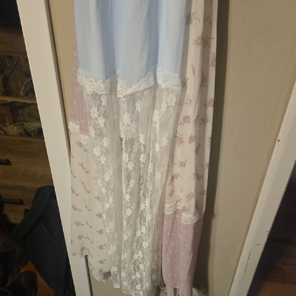 Boho Patchwork Lace Maxi Dress - Pink, Blue, Cream Never Worn Medium Brand New - Picture 2 of 4